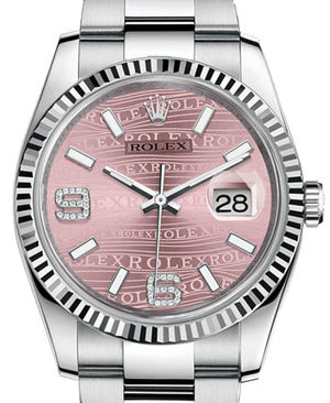 116234 Pink waves diamond Oyster Bracelet Rolex Datejust 36