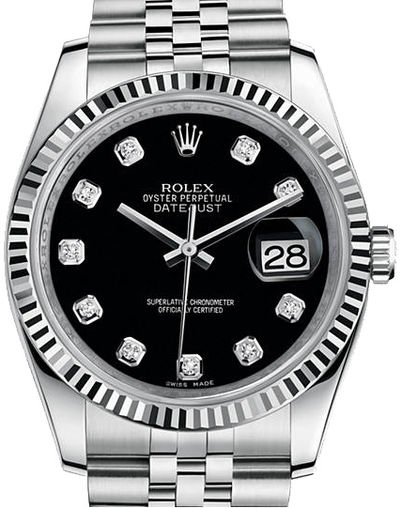 116234 Black set with diamonds Jubilee Bracelet Rolex Datejust 36