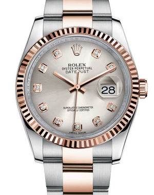 116231 silver diamond dial Oyster Rolex Datejust 36