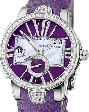 243-10B/30-07 Leather strap in purple Ulysse Nardin Executive Dual Time Lady