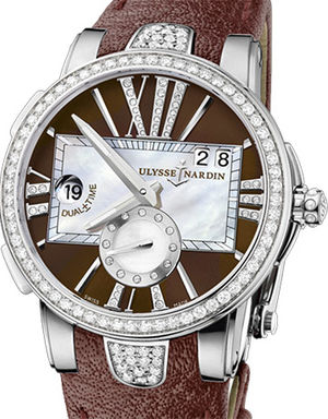 243-10B/30-05 Leather strap in mahogany Ulysse Nardin Executive Dual Time Lady