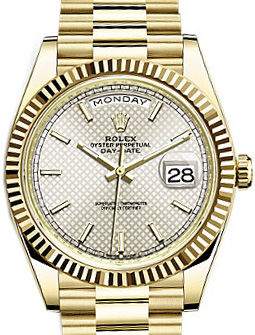 228238 silver diagonal motif dial Rolex Day-Date 40