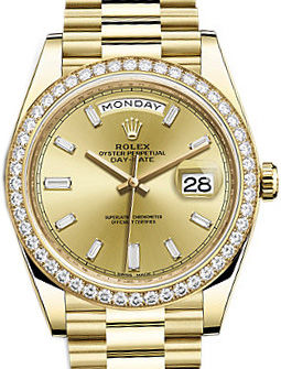 228348RBR Champagne-colour set with diamonds Rolex Day-Date 40