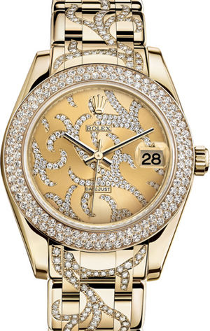 81338 Champagne Flamme dial Rolex Pearlmaster