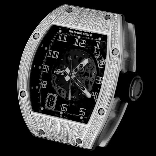 RM 010 Skeletonized Automatic White Gold  diamond  Richard Mille Mens collectoin RM 001-050