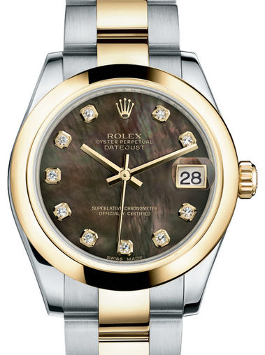 178243 Black mother-of-pearl diamond dial Oyster Rolex Datejust 31