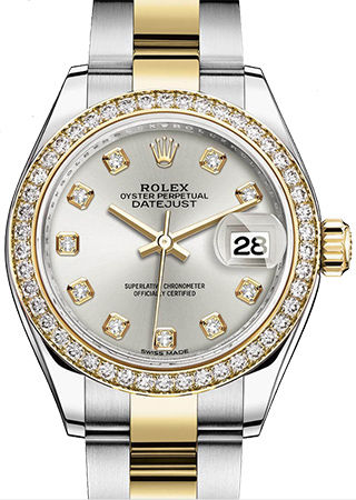 279383RBR Silver set with diamonds dial Rolex Lady-Datejust 28