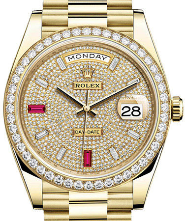 228348RBR Paved with diamonds and rubies Rolex Day-Date 40
