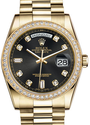 118348 Black set with diamonds Rolex Day-Date 36