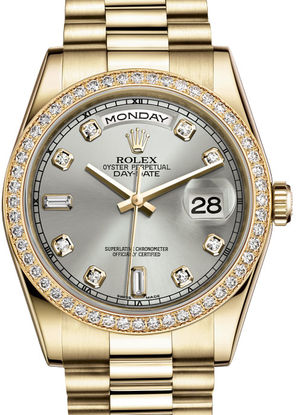 118348 Silver set with diamonds Rolex Day-Date 36