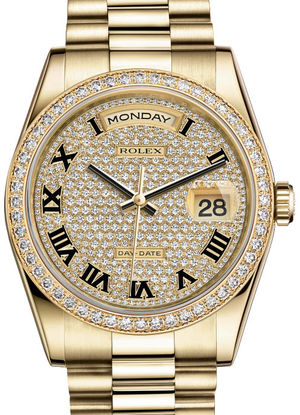 118348 Diamond-paved Roman dial Rolex Day-Date 36