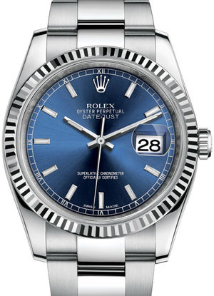 116234 Blue dial stick hour markers Rolex Datejust 36