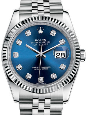 116234 Blue set with diamonds Jublilee Bracelet Rolex Datejust 36