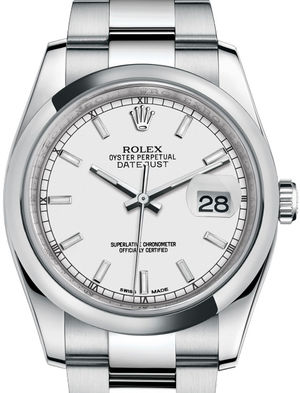 116200 White index Oyster Bracelet Rolex Datejust 36