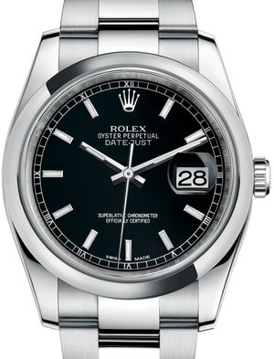 116200 Black index Oyster Bracelet Rolex Datejust 36