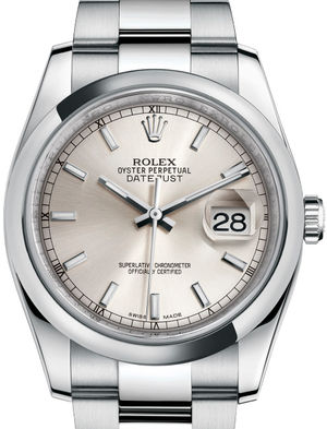 116200 Silver index Oyster Bracelet Rolex Datejust 36