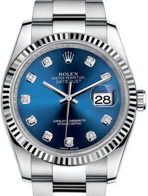 116234 Blue set with diamonds Oyster Bracelet Rolex Datejust 36
