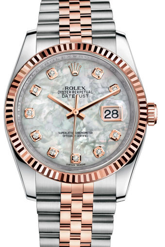 116231 White mother-of-pearl set with diamonds JB Rolex Datejust 36