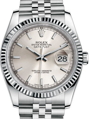 116234 Silver index Jubilee Bracelet Rolex Datejust 36