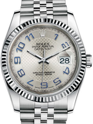 116234 Silver decorated blue Arabic Jubilee Bracel Rolex Datejust 36