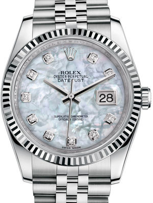 116234 White mother-of-pearl diamonds Jubliee Rolex Datejust 36