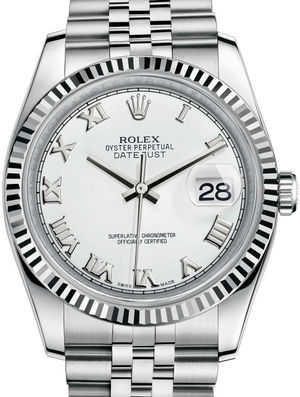 116234 White Roman Jubilee Bracelet Rolex Datejust 36