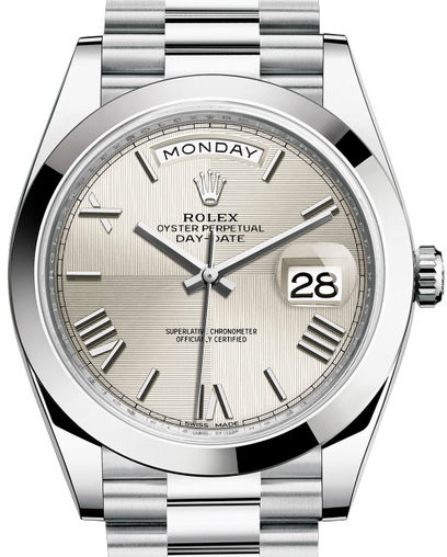 228206 Silver quadrant motif Rolex Day-Date 40