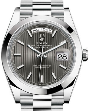 228206 Dark rhodium stripe motif Rolex Day-Date 40
