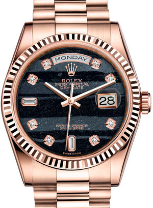 118235F Ferrite set with diamonds Rolex Day-Date 36