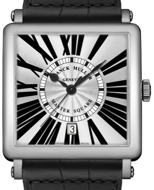 6000 H SC DT R White Gold Black Leather Strap Franck Muller Master Square