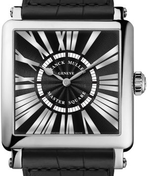 6000 H QZ REL R White Gold Black Leather Strap Franck Muller Master Square