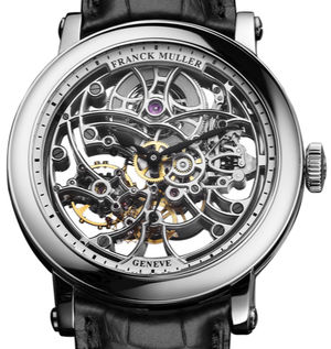 7042 B S6 SQT White Gold Black Leather Strap Franck Muller Round collection