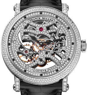 7042 B S6 SQT D MVT D White Gold Black Leather Str Franck Muller Round collection