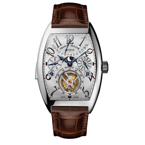8880 RM T QP White Gold Brown Leather Strap Franck Muller Cintree Curvex