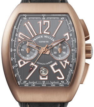 V 45 CC DT BR Rose Gold Brown Leather Strap Franck Muller Vanguard