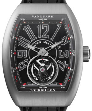 V 45 T BR Tourbillon Titanium Black Leather Strap Franck Muller Vanguard Tourbillon
