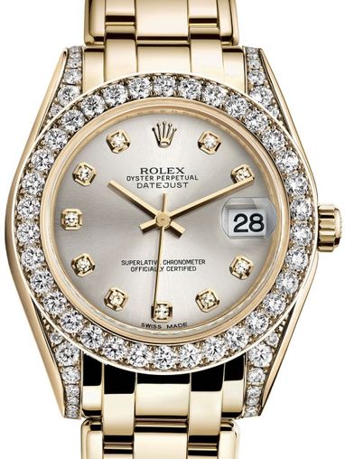81158 Silver set with diamonds Rolex Pearlmaster