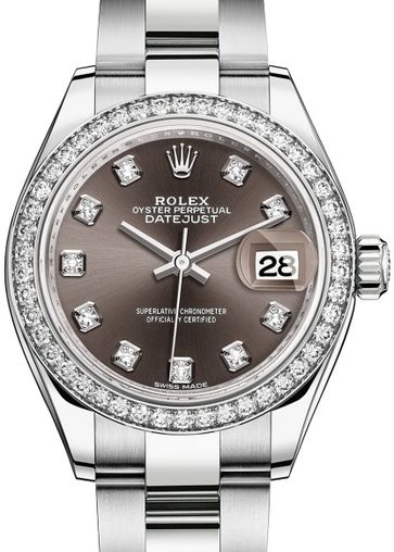 279384RBR Dark grey set with diamonds Rolex Lady-Datejust 28