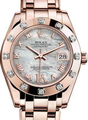 81315 White mother-of-pearl set with diamonds Rolex Pearlmaster