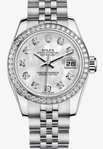 179384 White mother-of-pearl set with diamonds Rolex Lady-Datejust 26 Archive
