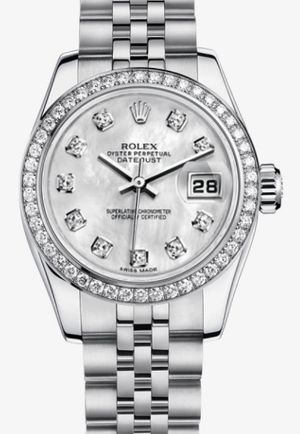 179384 White mother-of-pearl set with diamonds Rolex Lady-Datejust 26 Archive