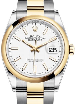 126203 White Index Chromalight Rolex Datejust 36