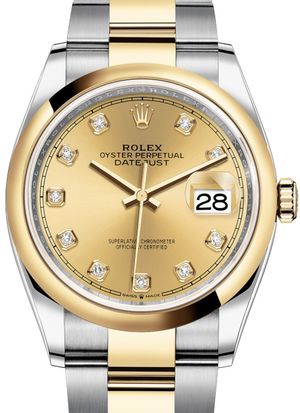 126203 Champagne-colour set with diamonds Rolex Datejust 36