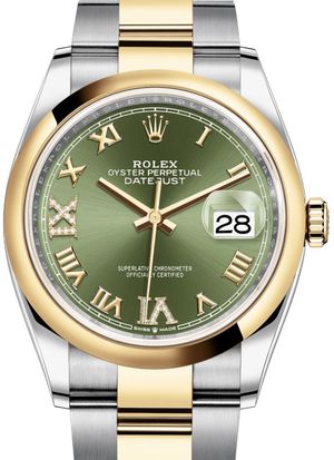 126203 Olive green set with diamonds Rolex Datejust 36