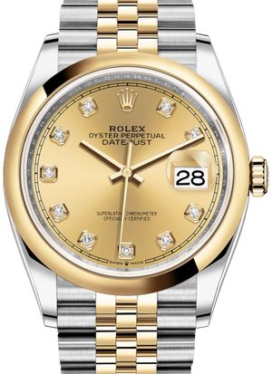 126203 Champagne-colour set with diamonds Jubilee Rolex Datejust 36