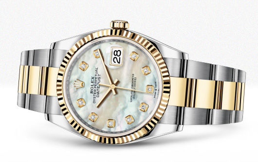 126233 White mother-of-pearl set with diamonds Rolex Datejust 36