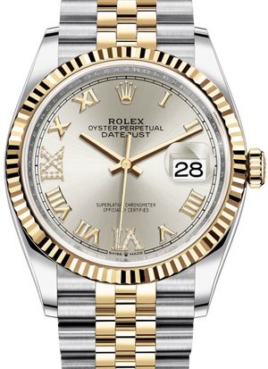 126233 Silver set with diamonds Jubilee Rolex Datejust 36