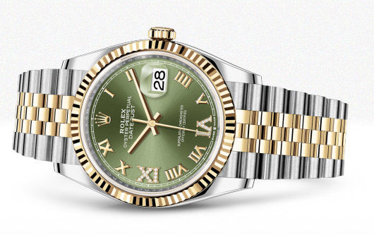 126233 Olive green set with diamonds Jubilee Rolex Datejust 36