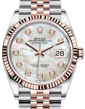 126231 White mother-of-pearl set with diamonds Rolex Datejust 36