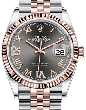 126231 Dark rhodium set with diamonds Rolex Datejust 36